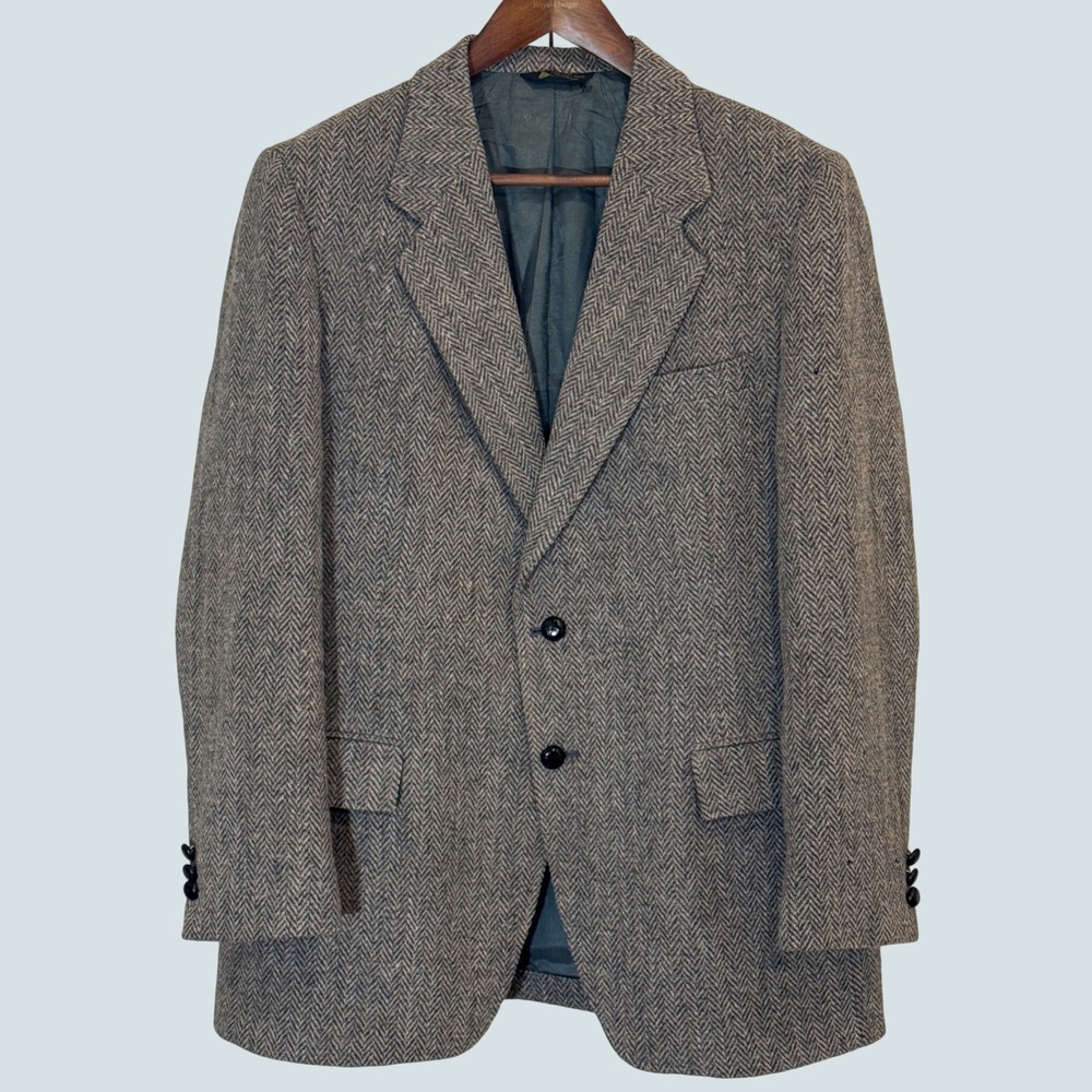 Vintage Kuppenheimer Harris Tweed Blazer Mens 42R Herringbone Wool USA